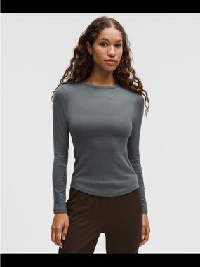 lululemon athletica Hold Tight Long Sleeve Crew Top in Oil Grey